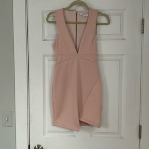 Blush colored Dress - Size 4 - Zipper Back - Asymmetrical bottom - Double Lined